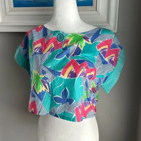 Vintage 80s Ocean Pacific Hawaii Barbie Crop Shortsleeve Top - Picture 3 of 11
